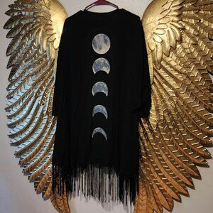 Black Moon Phase Fringe Duster Plus Size